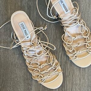 Steve Madden Women's Beige Lace-Up Sandals
